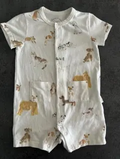 ジェラートピケ ヒラノトシユキ DOG柄ロンパース 70-80サイズ 接触冷感