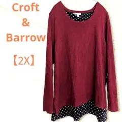 古着　Croft&Barrow　ニット　【2X】　長袖　重ね着風　ボルドー