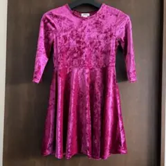 120cmFOREVER 21 GIRLS ベロアワンピース ピンク