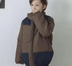 ペアマノン ハイネック バイカラー中綿ダウンジャケット 110cm