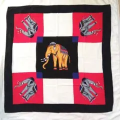【未使用】シルクスカーフ 象 87×87
