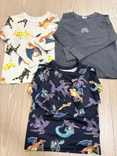 男の子　長袖Tシャツ 120 3枚セット　ポケモン　グレー