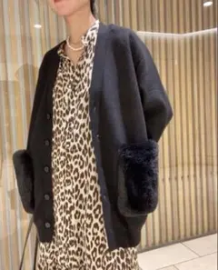 【haru様専用】美品 Ballsey ファーポケットカーディガン ブラック