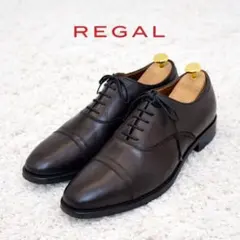 極美品　未使用級　リーガルキャップトゥストレートチップ　435R ブラウン 24