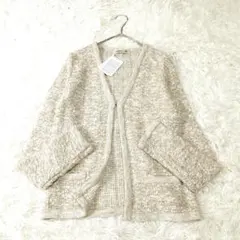 未使用 タグ付き アプワイザーリッシェ ツイード調 ニットカーディガン ピンク