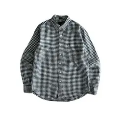 【希少】J.CREW 最高級アイリッシュリネン100% 長袖チェックシャツ L