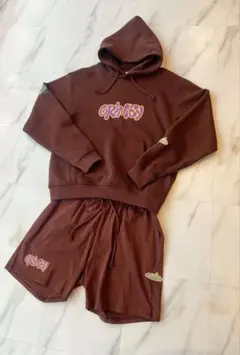 新品未使用　GRIMEY ブラウン フーディー＆ショートパンツセット