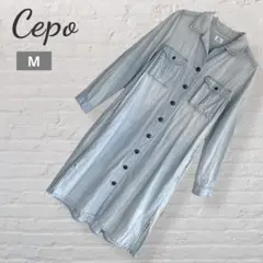 CePo セポ✨ミリタリーシャツワンピース デニム 長袖 ライトブルー Mのサムネイル