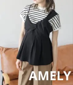 AMELY アシンメトリーキャミソール　ブラック フリーサイズのサムネイル