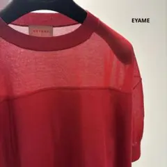MEYAME クルーネック 五分袖 ニットTシャツ　レッドのサムネイル