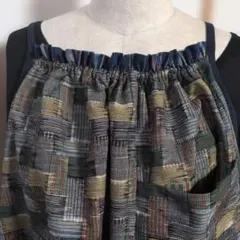 正絹紬と大島紬着物リメイクキャミソールワンピース