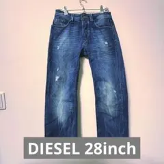 ディーゼル　ダメージ加工 ストレートデニム ダークブルー