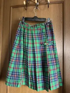 アイゾッド　ラコステLacosteプリーツスカート 緑 タータンチェック65cm