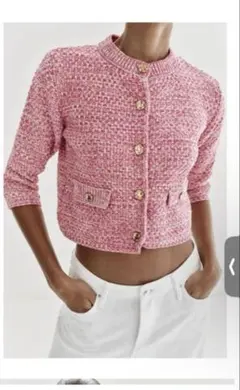 新品！完売品！！　ピンク ノーカラージャケット ZARA 今期