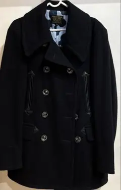 ウール ネイビー ダブルブレスト ピーコート