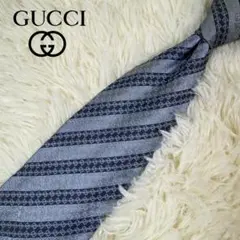 GUCCI グッチ ネクタイ シルクネクタイ ストライプ マイクロGG ブルー系