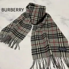 BURBERRY＊バーバリー＊ラムウール100%＊ノバチェック＊グレー系マフラー