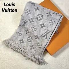 ルイヴィトン エシャルプ ロゴマニア グリペルル グレー マフラー M74742