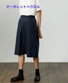 マーガレットハウエル　リネンラップスカートネイビー手洗い可