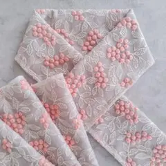 【ぷっくりミモザ】グレージュ・刺繍半衿と帯揚げのセット