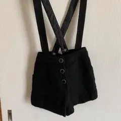 ワンウェイ サスペンダー取り外し可能 黒ショートパンツ M