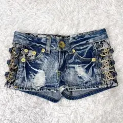 美品✨️Diallelaisen デニム ショートパンツ ダメージ レース Y2K