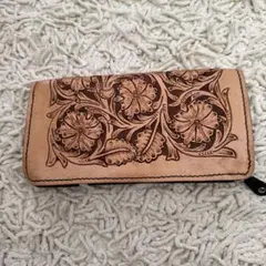 革細工　長財布　ベージュ　男女兼用