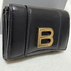 人気　バレンシアガ　折り財布　アワーグラス　レザー　ブラック　Bロゴ金具　箱付きのサムネイル