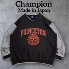 日本製 90sChampion PRINCETON Vネック スウェット L 黒