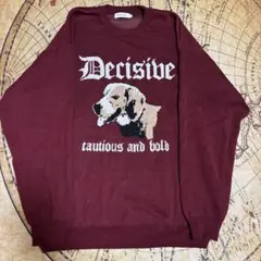 NIKO AND... 犬刺繍 バーガンディ ニット L