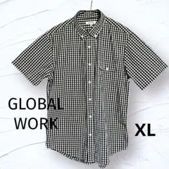 【GLOBAL WORK】メンズ ギンガムチェック ボタンダウンシャツ/XL