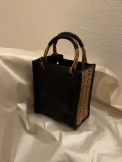 eb.a.gos エバゴス 2017SS カーフ×籐 かごバッグ ブラック