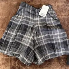 新品　ポンポネットジュニア女の子キュロットパンツ チェックプリーツハーフパンツ