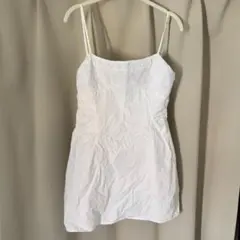 【最終値下げ】 ZARA ザラ　ホワイト　刺繍　キャミ　ミニワンピース XS