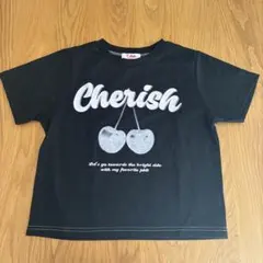 pink latte 140センチ　チェリー プリント Tシャツ 黒