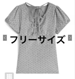 GRL グレイル ドット柄ネックリボンギャザートップス [ru1449]のサムネイル