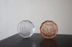 和骨董　和ガラス　ガラスコースター　アクセサリートレイ　２枚　昭和レトロ