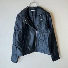 NICE CLAUP ナイスクラップ　ライダースダブルジャケット　黒　合皮　F