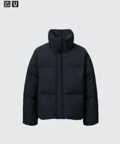 極美品 ユニクロU パデッドボリュームジャケット M ブラックネイビー