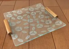 【24cm×24cm】ガラスのお皿 スクエア 持ち手付き