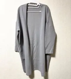 レディース ロングカーディガンアウター グレー系 ウール混