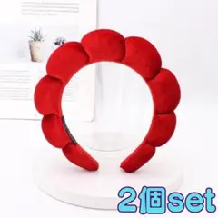 ☆2点セット★赤 ふわふわ雲 カチューシャ おそろい ペアルック ハンドメイド