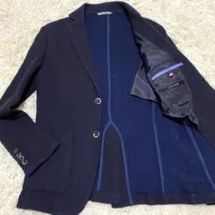 【美品✨】インターメッツォ ニット テーラードジャケット 紺 L