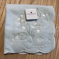 PIERRE BALMAIN　ピエールバルマン　タオルハンカチ　水色　刺繍　花柄