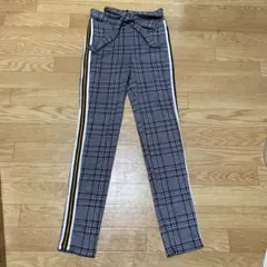 送料込！試着のみチェックハイウエストスキニー