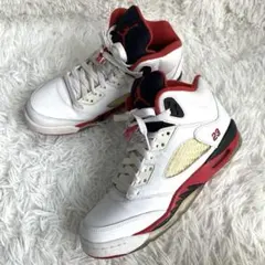 NIKE エアジョーダン 5 レトロ　スニーカー　24.5 ホワイト　レッド