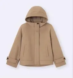 コージーメルトンショートフーディコート　キャメル　ブラウン　GU