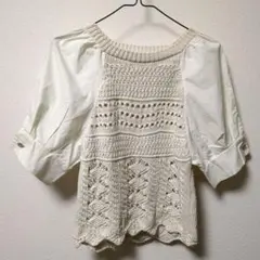 ZARA アイボリー ニットセーター 半袖