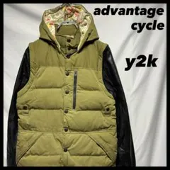古着　y2k 00s advantage cycle ダウンベスト レザー　3