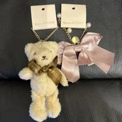 メゾンドフルール クマ（白色）＆リボン（ピンク）チャームまとめ売り